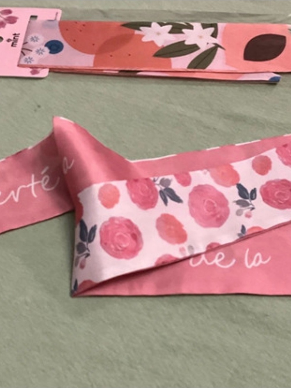 Pink Floral Kids Hair Scarf Ribbon